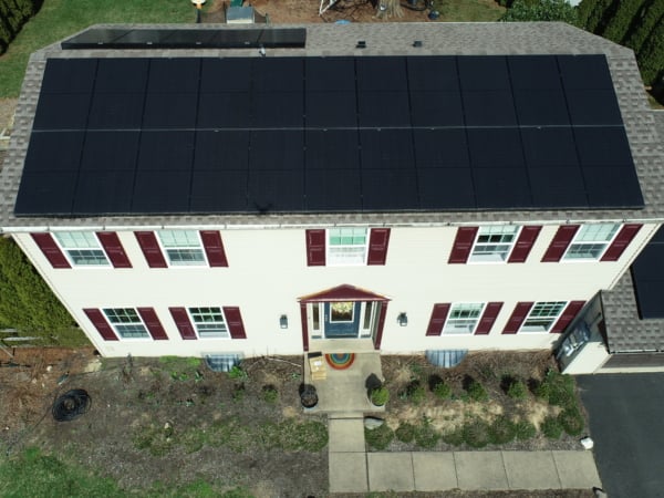 Home in PA with rooftop solar panels