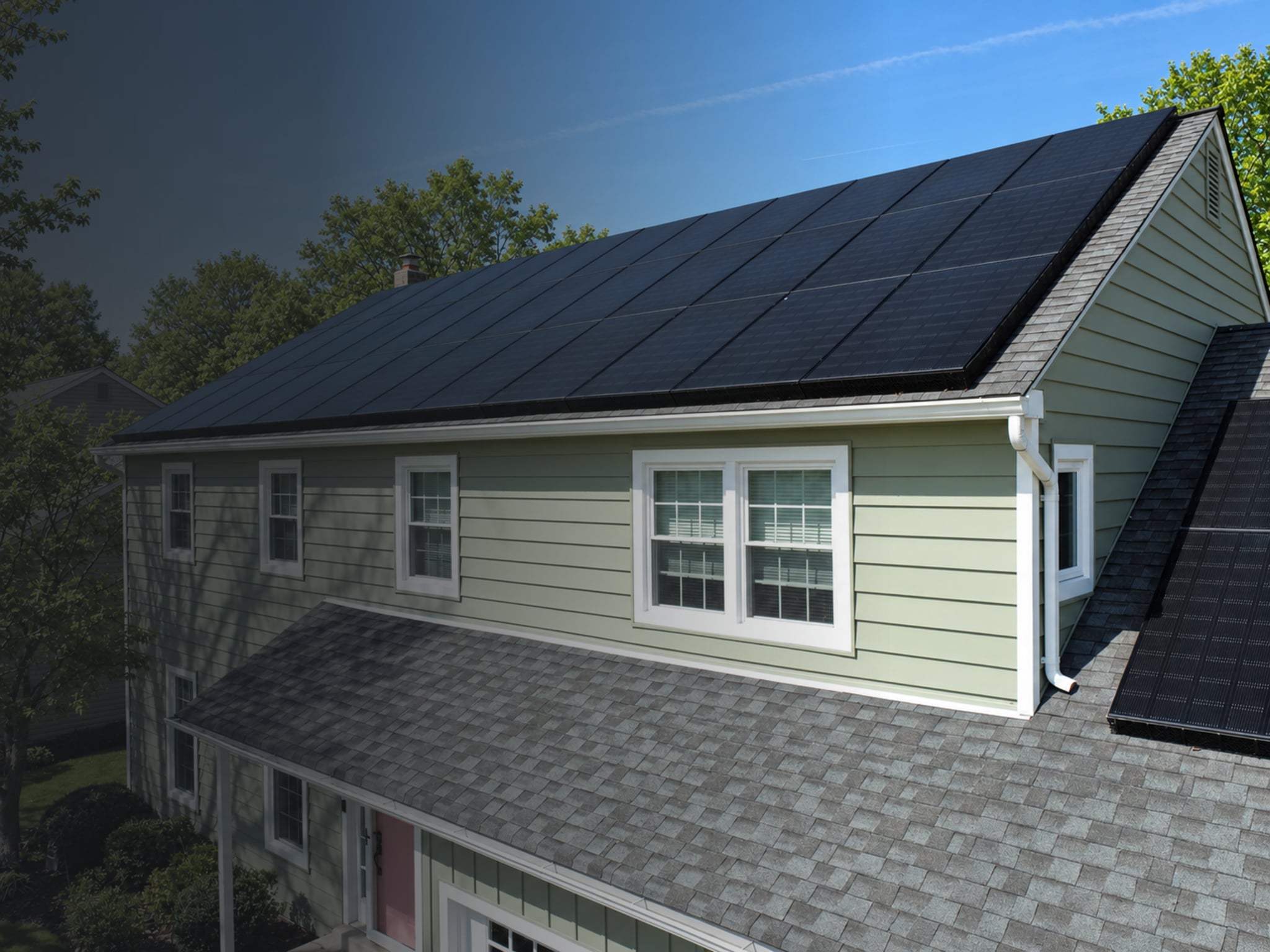 close up of solar panels on roof